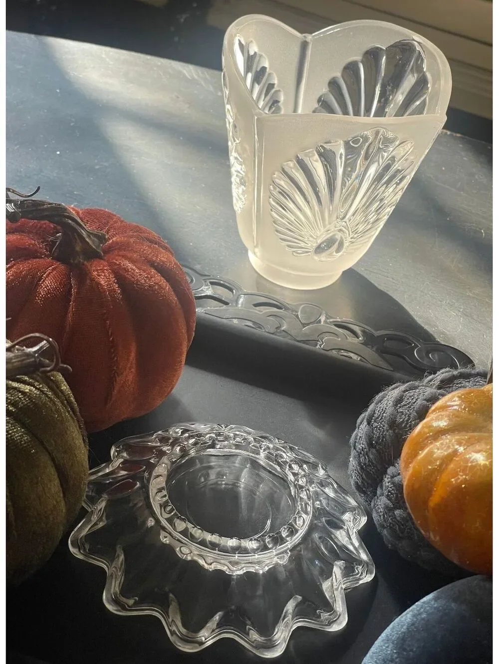 Vintage Bawta Glass/ Godinger/Coquille Shell Vase-2 Piece Convertible Set 1970s